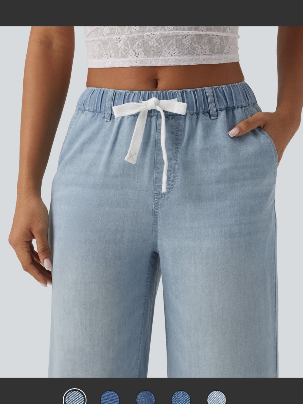 BNWT - HALARA Light Blue Wide Leg Drawstring Pants - Picture 3 of 15